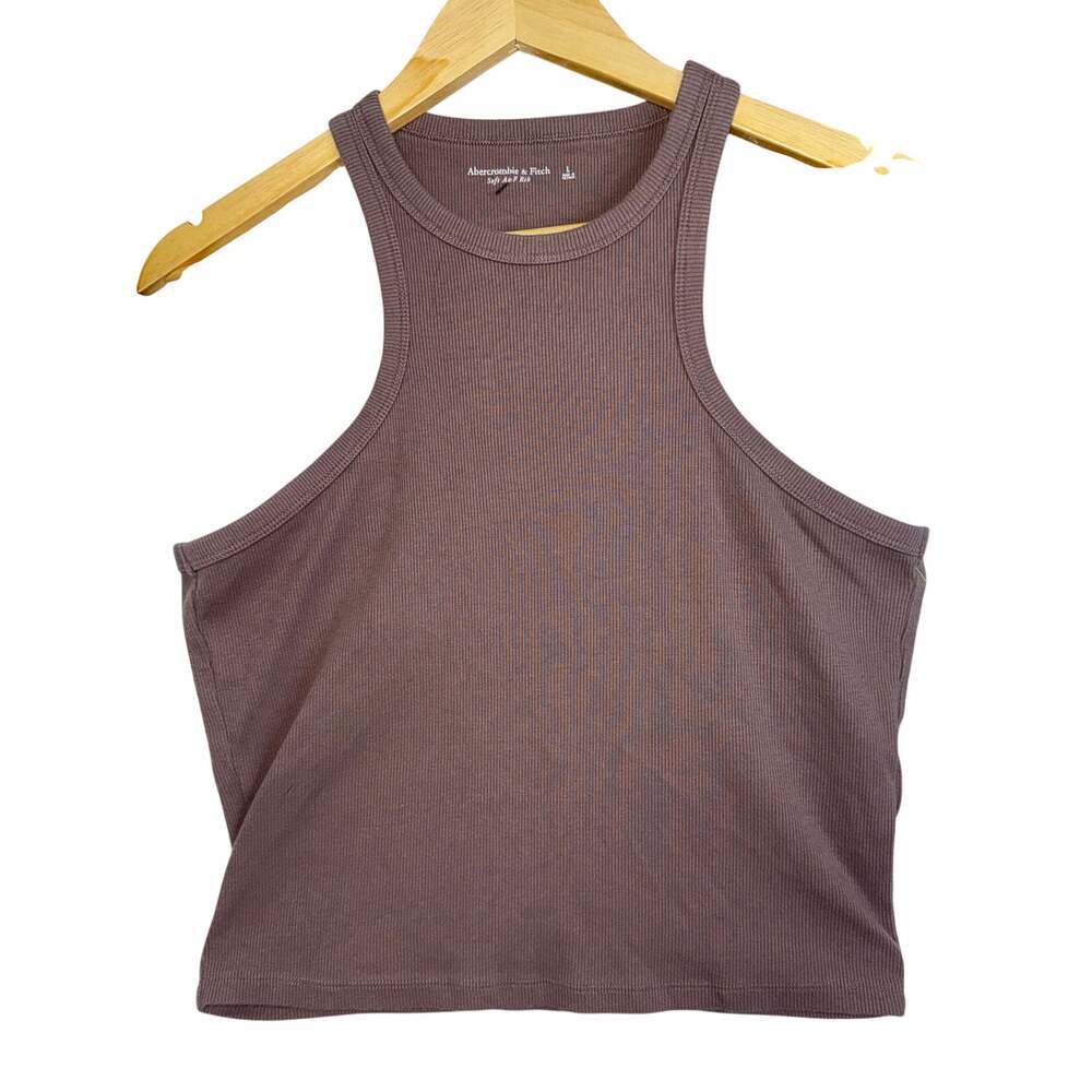 Abercrombie & Fitch Soft AF Rib Brown High Neck Racerback Tank Top Womens Size L